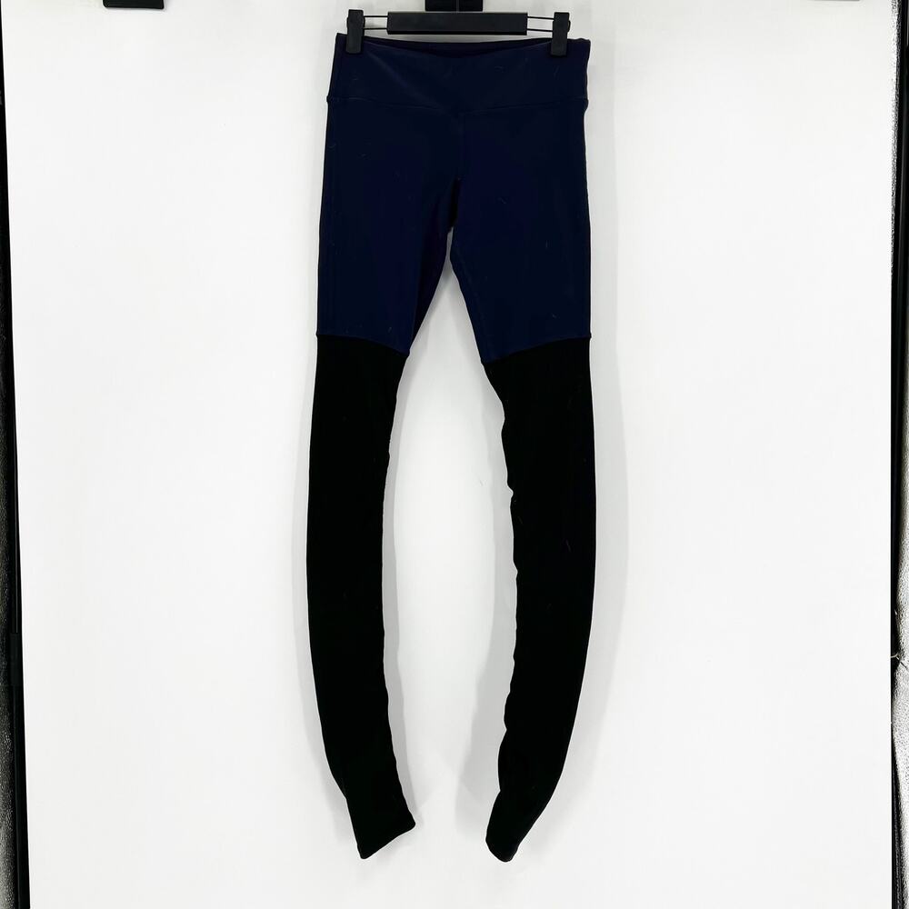 Alo Women's Navy Blue Black Colorblock Yoga Athletic Leggings Size S